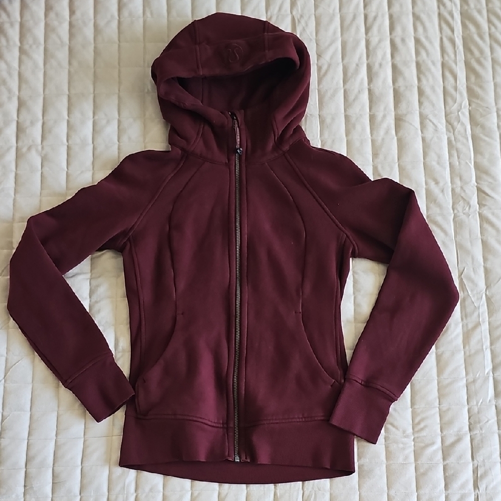 Burgundy Zip-Up Scuba Hoodie